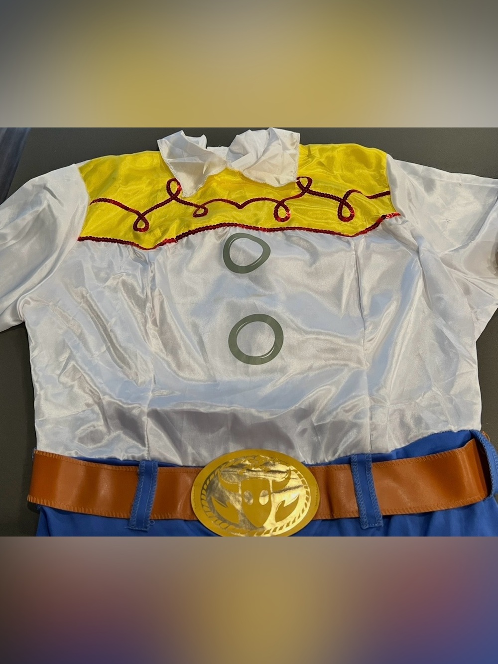 Toy Story Jessie Adult Costume Jumpsuit Hat Cowgirl Cosplay Halloween XL 18-20 - Picture 3 of 10